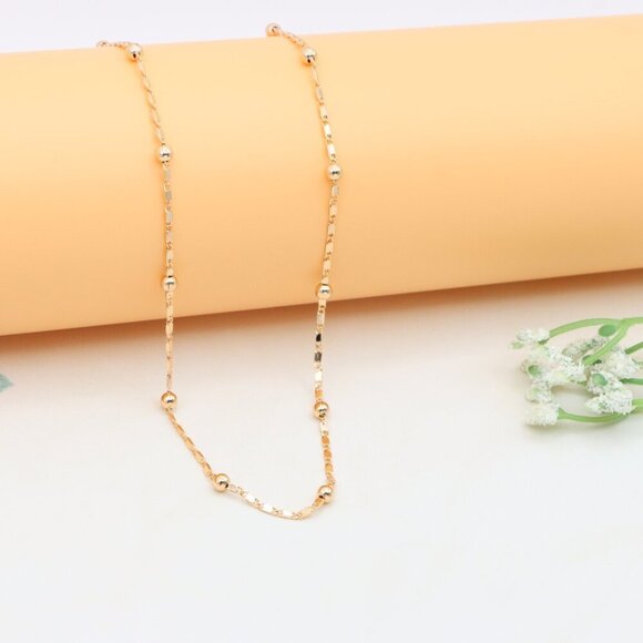 Elegant Rose Gold Necklace with Beaded Detailing, XPNL0403 - Picture 7 of 11